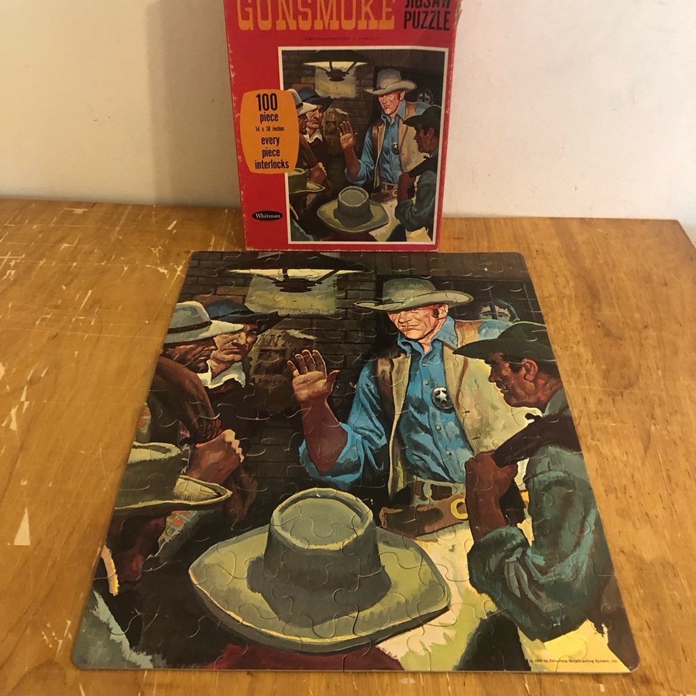 Vintage 1969 Whitman Gunsmoke Fully Interlocking Jigsaw Puzzle #4609 Complete